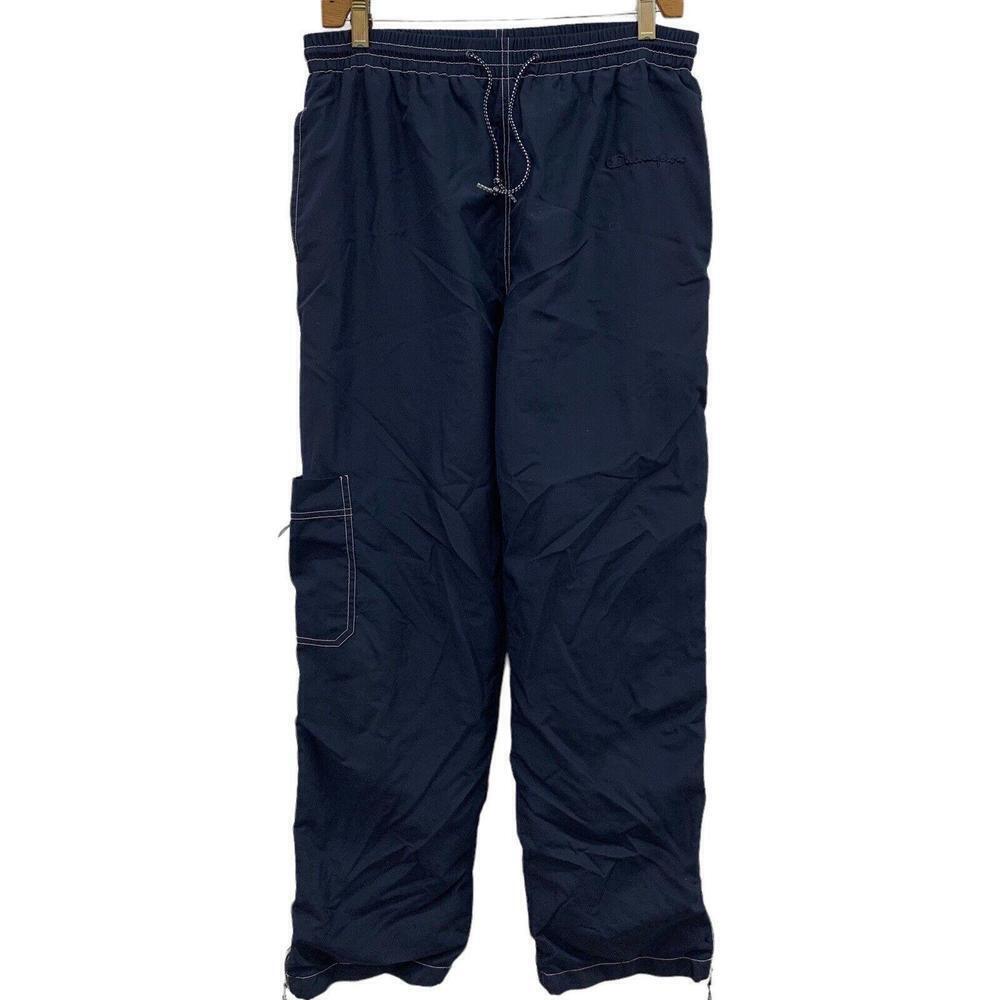 Champion Mens Blue Lined Track Pants Pockets Drawstring Zip Leg Sz Large Defect﻿